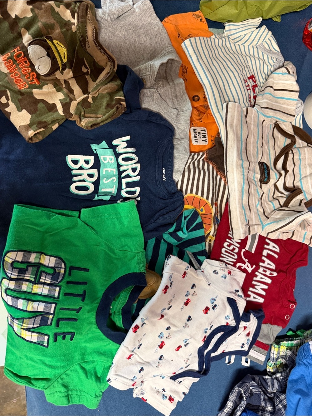 Mixed Baby Boy Onesies & Tees - Green, Navy, Gray, Orange